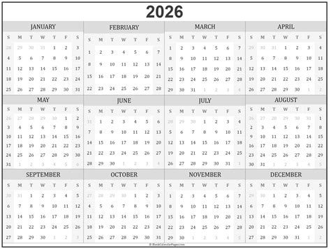 2018 year calendar | yearly printable