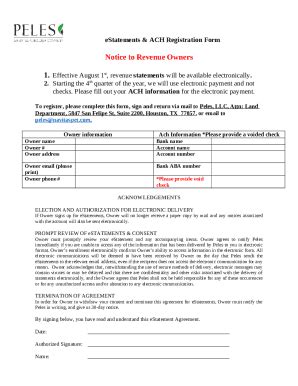 eStatement & ACH Registration Doc Template | pdfFiller