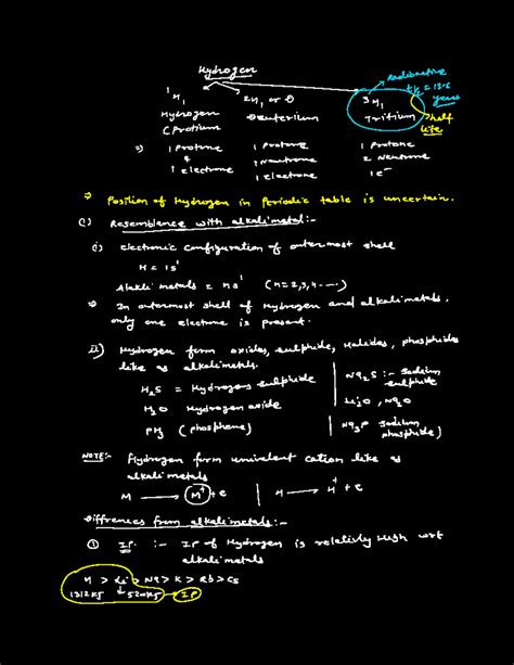 Hydrogen - These are inorganic chemistry notes - Hydrogen Radioactive H ...