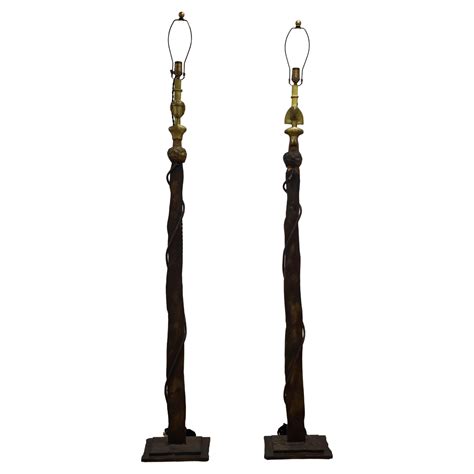 Vintage Pair of Bronze Sculptural Male and Female Floor Lamps, after ...