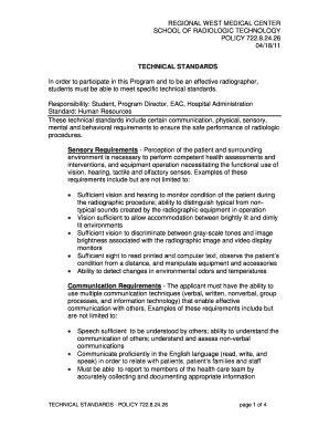 Fillable Online rwhs TECHNICAL STANDARDS Sensory Requirements - rwhs ...