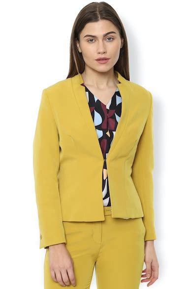 Buy Women Yellow Solid Blazer Online - 649389 | Van Heusen