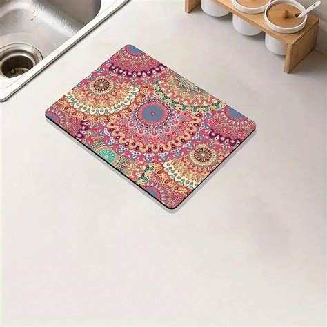 1pc Bohemian Chic Diatom Mud Absorbent Dish Draining Mat - Fast Drying ...