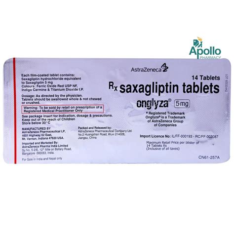 Onglyza 5 mg Tablet 14's Price, Uses, Side Effects, Composition ...