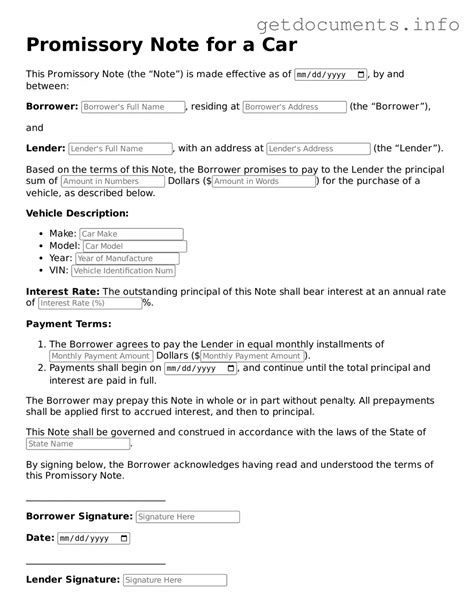 Image result for Car Promissory Note Form