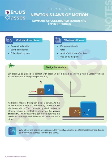 SOLUTION: Summary of constraint motion and types of forces - Studypool