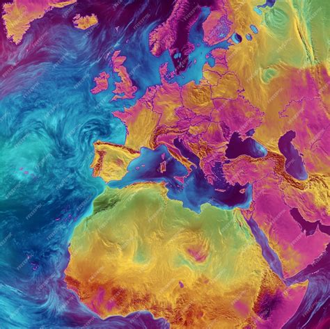High and low pressure zones visualized on a global weather map ...