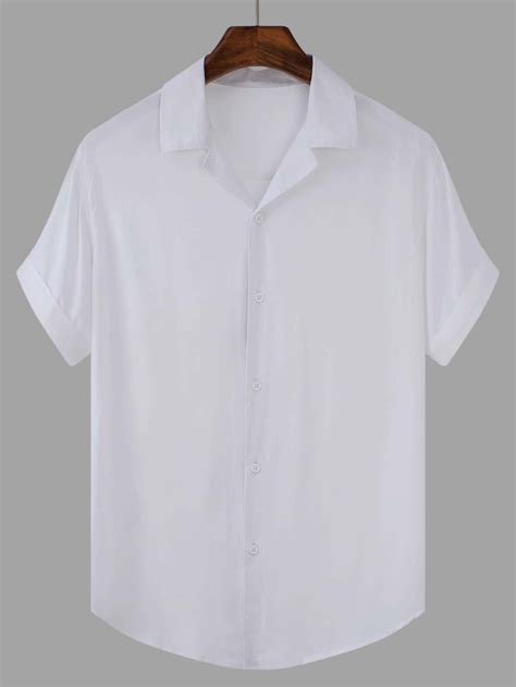 Men Solid Button Up Shirt | Mens white dress shirt, White shirt men ...