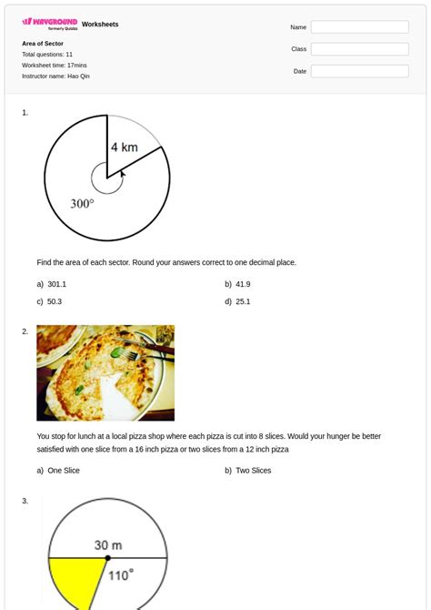 50+ Area of a Circle Sector worksheets for Class 9 on Wayground | Free ...
