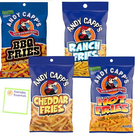 Andy Capp's Fries 4-Pack Variety Bundle: BBQ (1), Ranch (1), Cheddar ...