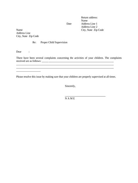 Child Supervision Notice - Fill Out, Sign & Share Online | pdfFiller