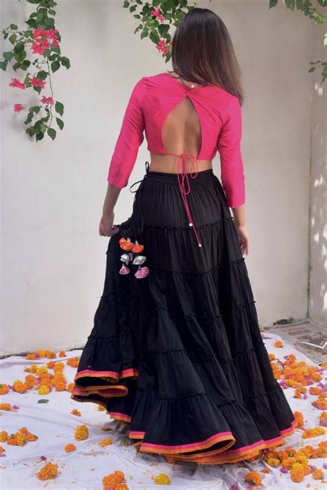 Pink and Black Skirt - Trendy Pink Skirt For Women Online – Mera Rang