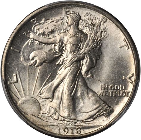 1918 Walking Liberty Half Dollar. MS-63 (PCGS). Gold Shield Holder.拍卖成交价格及图片- 芝麻开门收藏网