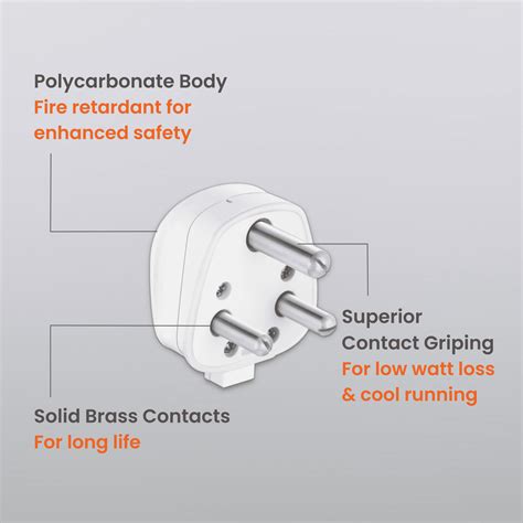 Buy 3 Pin Electric Plug Top (6A, White, 240V) Online in India | Orient ...