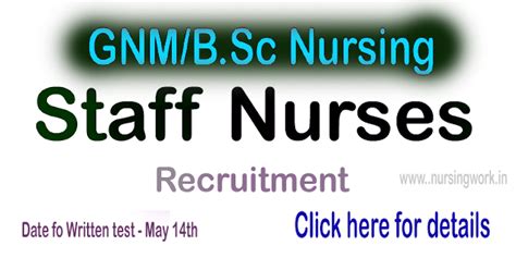 GNM /B.Sc Nursing Staff Nurses Recruitment