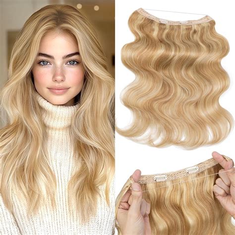 Amazon.com : Prokyvity Halo Hair Extensions Real Human Hair,Halo Hair ...