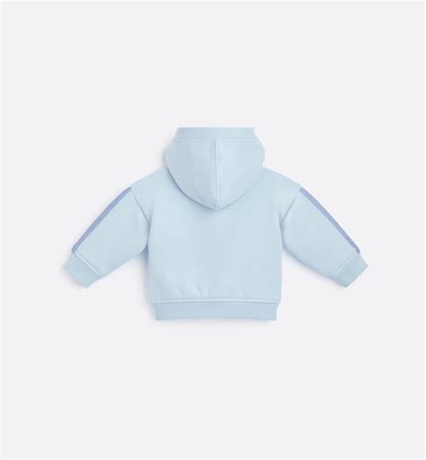 Baby Zipped Hooded Sweatshirt Light Blue Cotton Fleece | DIOR
