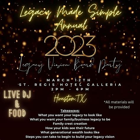 Legacy Made Simple - 2023 Annual Legacy Vision Board Party, St Regis ...