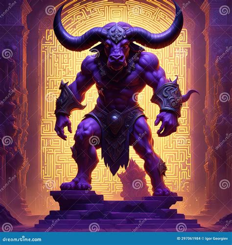 Minotaur the Mythical Maze Guardian Stock Illustration - Illustration ...