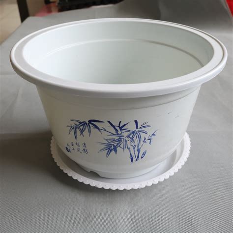 厂家批发简易型塑料花盆 A型白色圆形大花盆-阿里巴巴