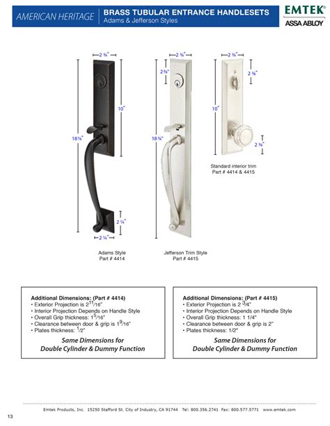 Emtek Adams Tubular Entry Set - Door Hardware Canada