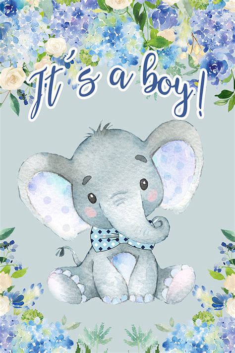 Digital Printable - Beautiful ITS A BOY Baby Shower SIGN, Boy Elephant ...
