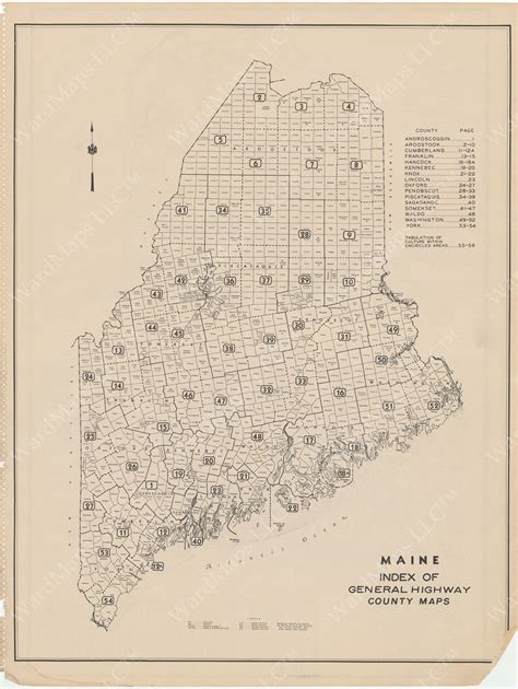 Maine Highway Atlas 1938 Index Map – WardMaps LLC