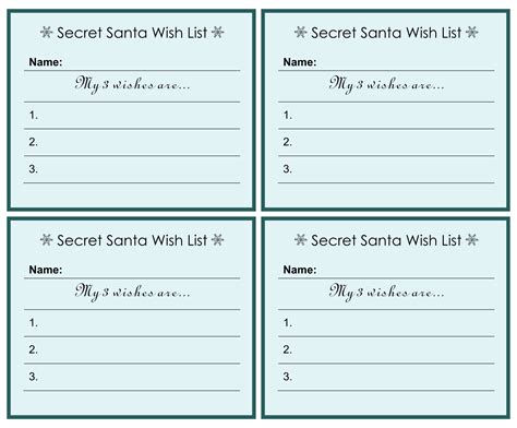 Secret Santa Template Free - Printable Word Searches