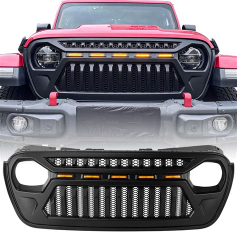 Jeep Grille (Angry Birds) with White/Amber LED Lights ABS Matte Black