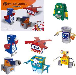 PATPAT 7Pcs Paper Craft Robot Toy for Kids 4-5-6-7-8,DIY Paper Cartoon ...