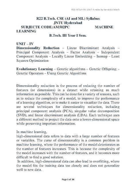 ML Unit 4 - Machine learning - R22 B. CSE (AI and ML) Syllabus JNTU ...