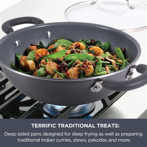 Meyer Anzen Ceramic Coated Cookware 20cm Wok / Kadai with Lid ...