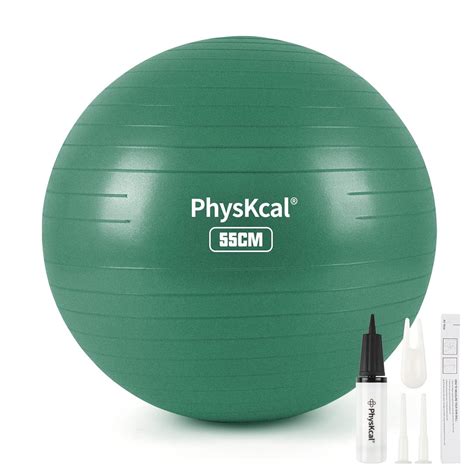 PhysKcal Gym Ball 55cm Green Exercise Swiss Ball for Fitness Yoga ...