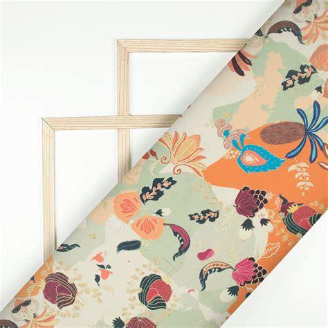 Exclusive Sage Green Floral Digital Print Georgette Fabric – Fabcurate