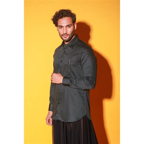 Dark green shirt with zipper feature – ECHKE