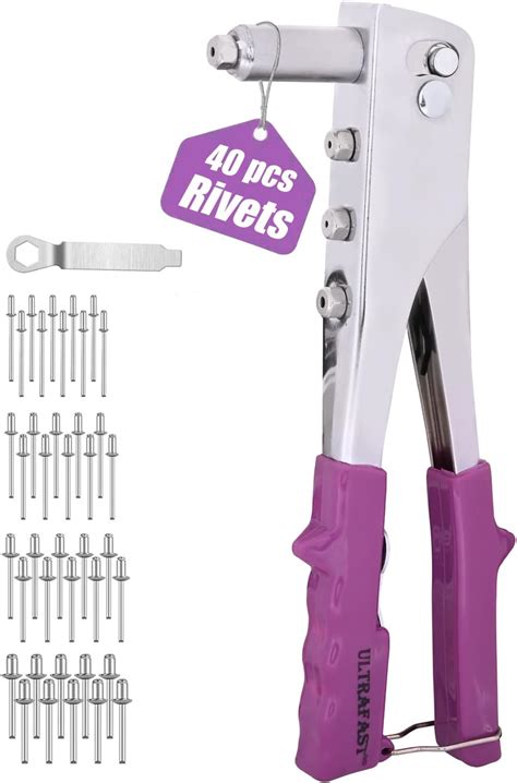 ULTRAFAST Hand Riveter with 40PC Rivets Set 265mm Pop Rivet Gun with ...