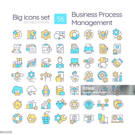 Business Processes Management Rgb Color Icons Set Stock Illustration - Download Image Now ...