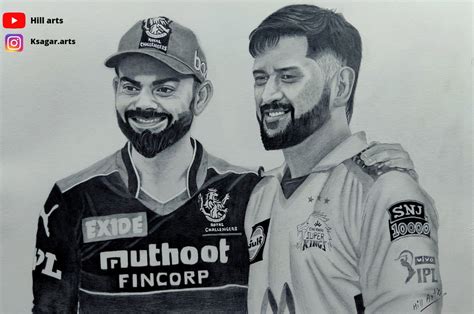 Drawing Dhoni + Virat kohli | Pencil drawing images, Pencil sketch images, Pen art work