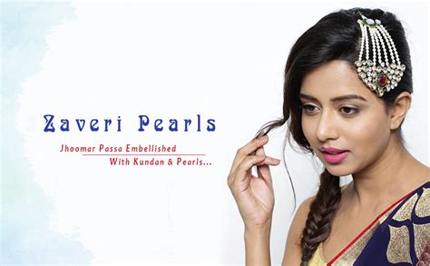 Zaveri Pearls Jhumar Passa Kundan White Pearl Jhoomar Maang Tika for ...