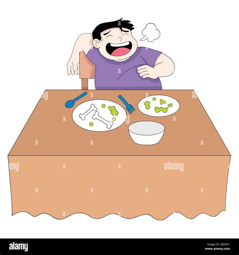 fat boy was greedily eating all Stock Vector Image & Art - Alamy