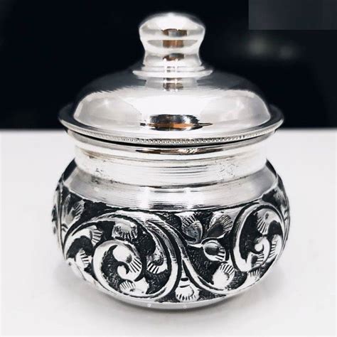 Buy quality Puran pure silver leaf motifs snack jar in New Delhi