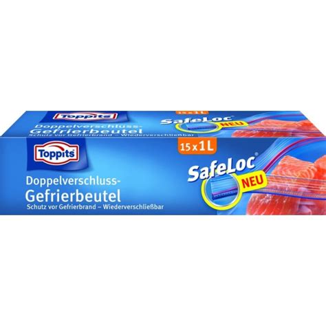 Toppits Doppelverschluss Gefrierbeutel mit Safeloc 1L - 15 pc., 2,49