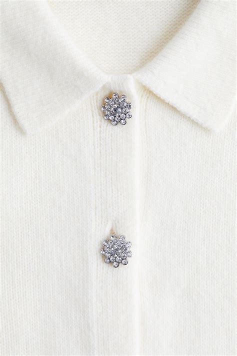 MAMA Rhinestone-button cardigan - Cream - Ladies | H&M IN