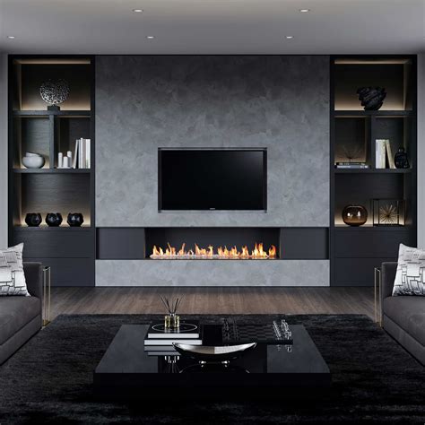 Linear Wall Fireplace | Modern wall units, Living room modern, Living ...