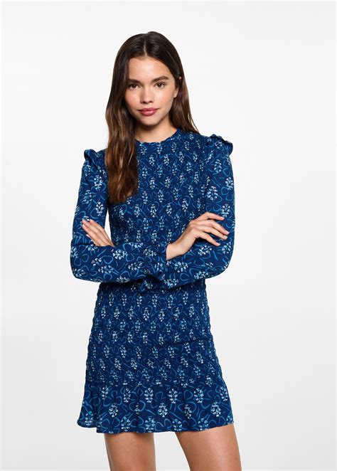 Printed ruched dress - Teen Girl | MANGO OUTLET USA