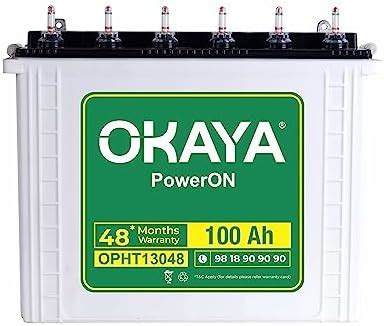 OKAYA PowerON OPHT13048 100Ah Tall Tubular Inverter Battery | Longer ...