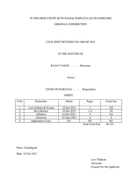 Format - Writ Petition - LLB - Studocu