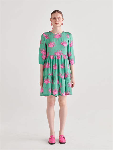 Green Leaf Tiered Short Dress – prakritijaipur