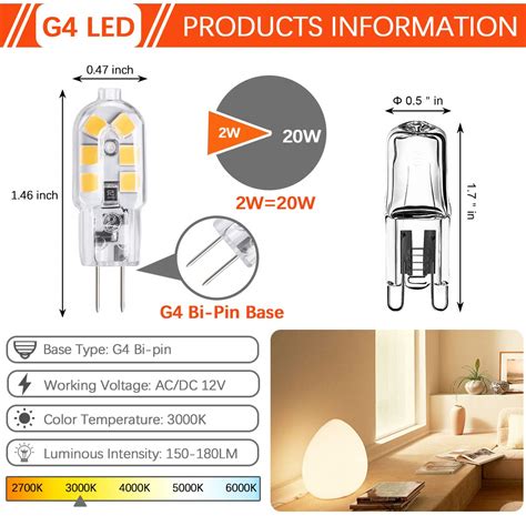 KINDEEP G4 LED Bulb, 12 Volt Bi-Pin Bulb, G4 20W Halogen Bulb ...