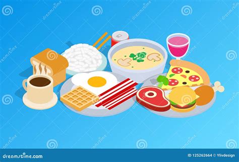 Breakfast Clip Art, Isometric Style Stock Vector - Illustration of ...